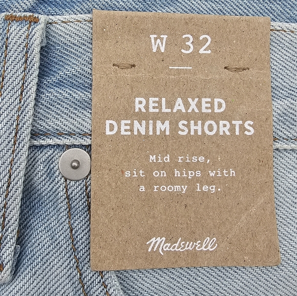 NWTs Madewell Relaxed Denim Shorts in Essen Wash ND178 Size 32 - Picture 2 of 4